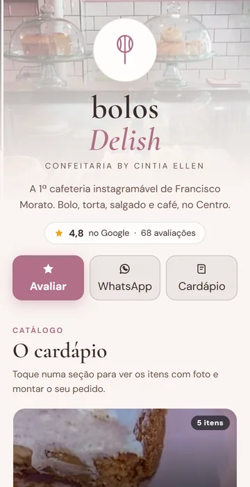 Página Link Click da Bolos Delish