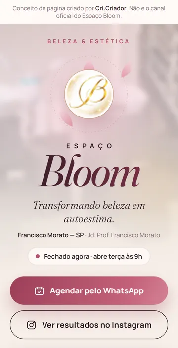 Página Link Click do Espaço Bloom