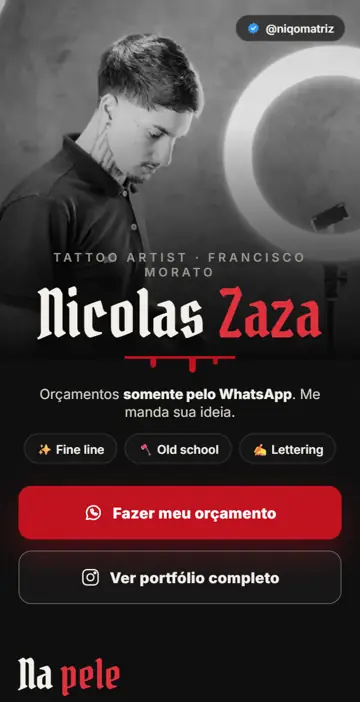Página Link Click do tatuador Zaza