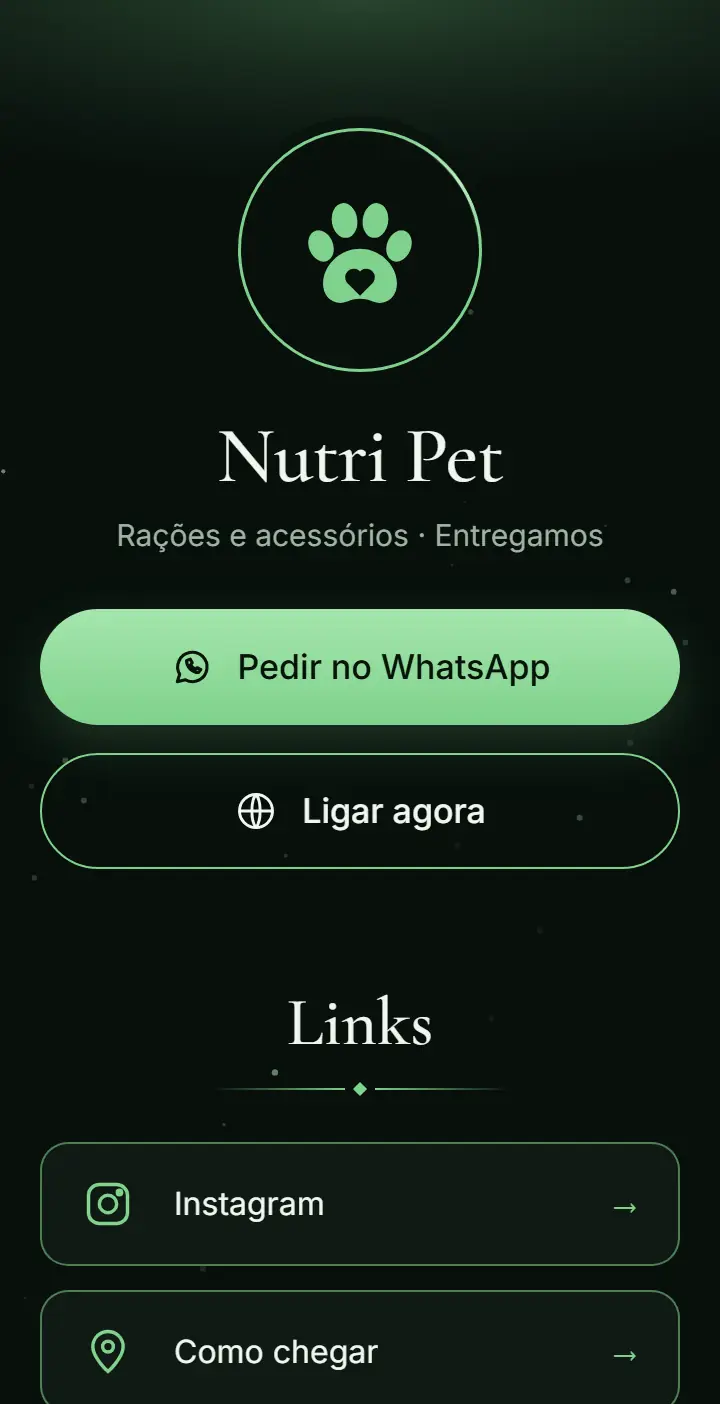 Página Link Click da Nutri Pet